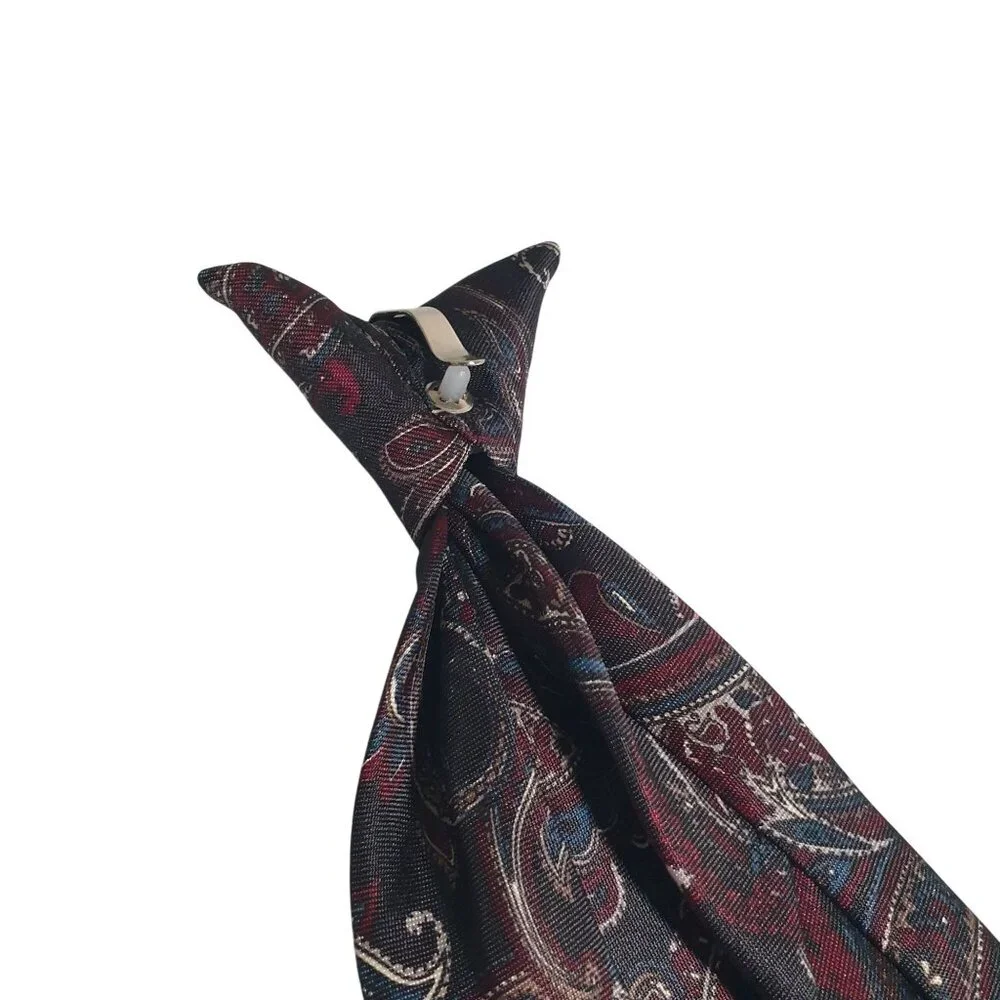 Vintage American Edition Clip On Paisley Tie Polyester Junior Tie 18 Inch Gift